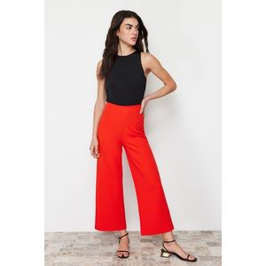 Trendyol Red Culotte Fit High Waist Stretch Knitted Trousers obraz