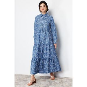 Šaty Trendyol Indigo z bavlny s výšivkou/guipure obraz