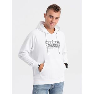 Ombre Men's unlined hooded sweatshirt with print - white obraz
