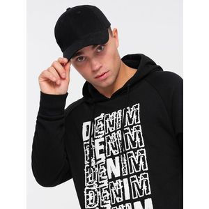 Ombre Men's unlined kangaroo sweatshirt with hood and print - black obraz