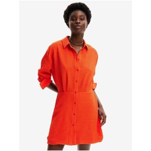 Oranžové dámské košilové šaty Desigual Milwaukee - Dámské obraz