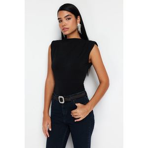 Trendyol Black Fitted Knitted Snap-On Bodysuit obraz