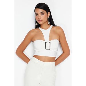 Trendyol Bridal White Crop Knitted Accessory Bustier obraz