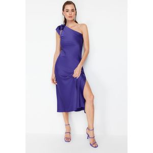 Trendyol Purple Sleeve Detailed Satin Elegant Evening Dress obraz