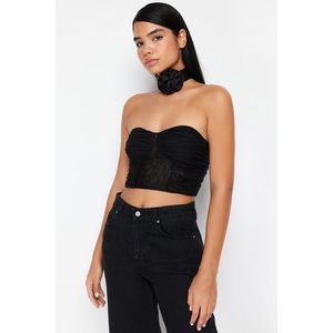 Trendyol Black Fitted Knitted Lace Bustier obraz