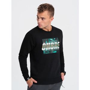 Ombre Men's printed sweatshirt worn over the head - black obraz