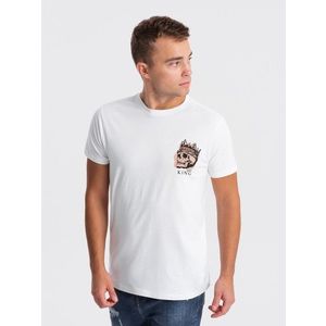 Ombre Men's cotton t-shirt with chest print - white obraz