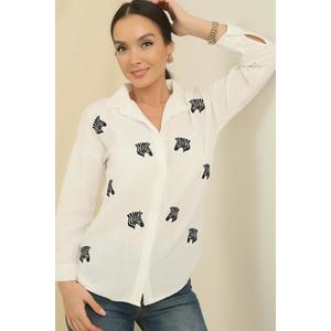 Košile z lněného plátna Pera s vyšívanou zebrou od značky Saygı obraz
