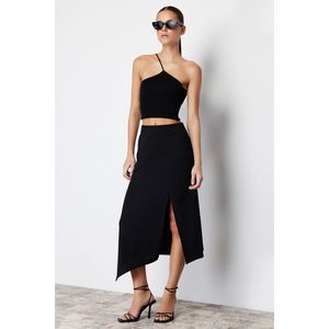 Trendyol Black Asymmetric Cut Out and Slit Detail Maxi Skirt obraz