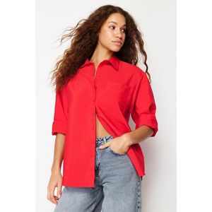 Trendyol Red Basic Aerobin Fabric Oversize Wide Fit Woven Shirt obraz