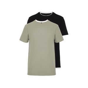 Trendyol Black-Mint Regular/Normal Fit 2-Pack Textured 100% Cotton T-Shirt obraz