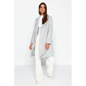 Trendyol Gray Belted Long Wool Cachet Coat obraz