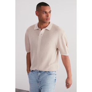 Trendyol Stone Limited Edition Relaxed Short Sleeve Knitwear Polo Neck T-shirt obraz