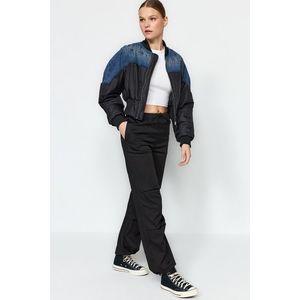 Trendyol Black Satin Normal Waist Parachute Jeans obraz