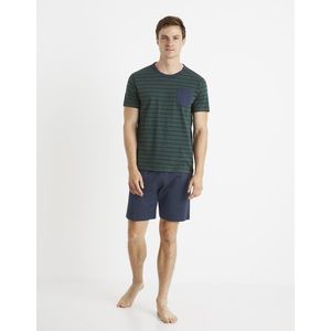 Modro-zelené pánské pruhované krátké pyžamo Celio Cible obraz