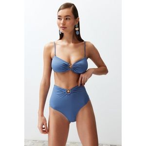 Trendyol Blue Premium Accessory High Waist Hipster Bikini Bottom obraz