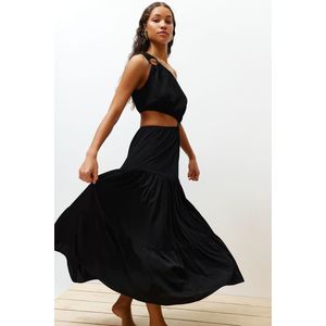 Trendyol Black Maxi Woven Cut Out/Window One Shoulder Beach Dress obraz
