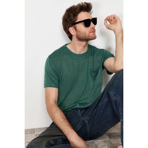 Trendyol Green Regular/Regular Fit Pocket Linen Look Short Sleeve T-Shirt obraz