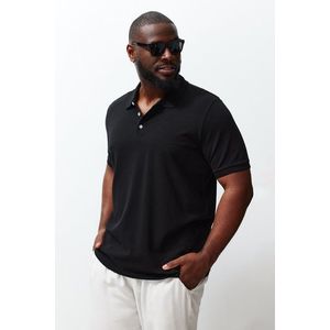 Trendyol Plus Size Černé Regular/Regular Fit Základní 100% Bavlněné Polo Tričko obraz