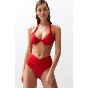 Trendyol Red V-Cut High Waist Regular Bikini Bottom obraz