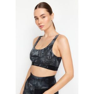 Trendyol Anthracite Brushed Soft Fabric Support/Shaping Print Knitted Sports Bra obraz