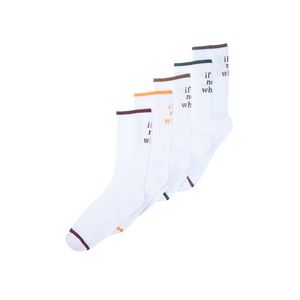 Trendyol 5-Pack White Cotton Text Pattern Striped Toe College-Tennis-Mid-Length Socks obraz