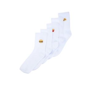 Trendyol 5-Pack White Cotton Food Embroidered College-Tennis-Mid-Length Socks obraz