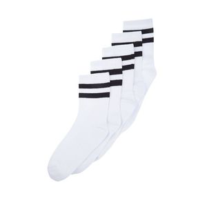 Trendyol 5-balení bílých bavlněných pruhovaných ponožek střední délky ve stylu college-tennis obraz