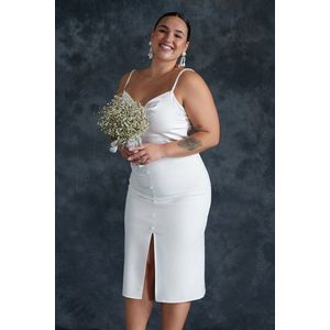 Trendyol Curve White High Waist Woven Bridal Pencil Skirt obraz
