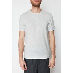 Trendyol Gray Melange Regular/Normal Cut Textured Basic T-Shirt obraz