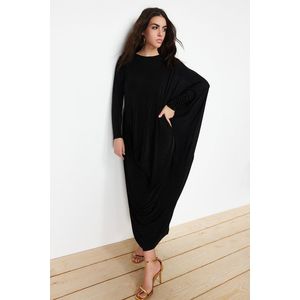 Trendyol Black Elegant Knitted Kaftan Dress obraz