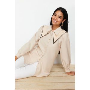 Trendyol Stone Collar Detailed Cotton Woven Shirt obraz
