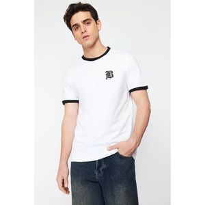 Trendyol White Regular/Regular Fit Printed 100% Cotton Short Sleeve T-Shirt obraz