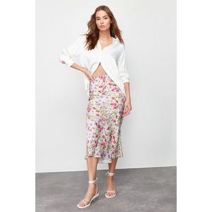 Trendyol Multicolored Floral Patterned Satin Maxi Length Woven Skirt obraz