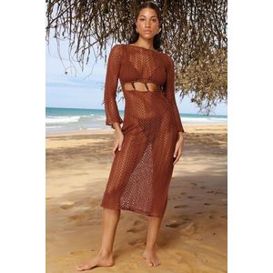 Trendyol Brown Maxi Cut Out/Window Knitwear Look Beach Dress obraz