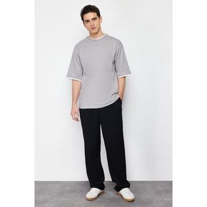 Trendyol Gray Oversize Pocket Piece Detailed 100% Cotton T-Shirt obraz