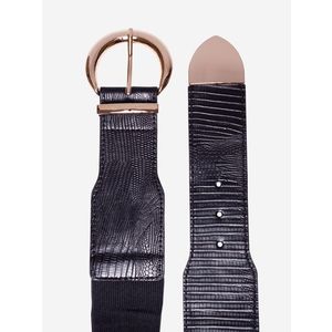 Shelvt Elasticated black strap with pattern obraz