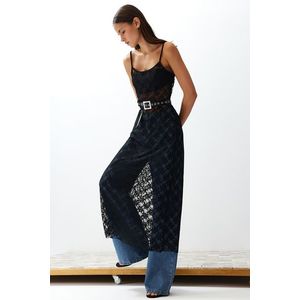 Trendyol Black Lace Strap-fitting Flexible Knitted Maxi Pencil Dress obraz