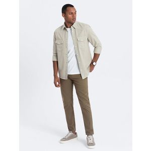 Ombre Men's tailored chino pants - olive obraz