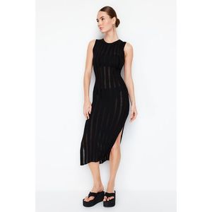 Trendyol Black Maxi Knitwear Unlined Openwork/ Perforated Dress obraz