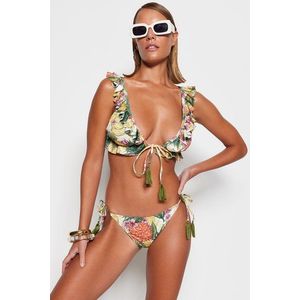 Trendyol Tropical Patterned Triangle Frilly Bikini Set obraz
