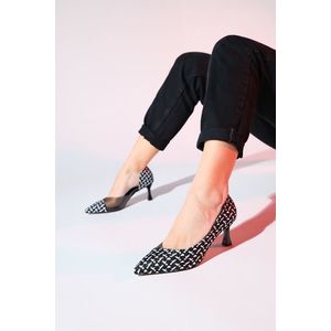 LuviShoes CHEVY Dámské boty s černobílým vzorem a průhledným podpatkem obraz