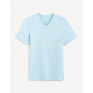 Světle modré pánské basic tričko Celio Debasev obraz