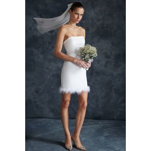 Trendyol Bridal White Fitted Woven O-Neck Wedding/Wedding Elegant Evening Dress obraz