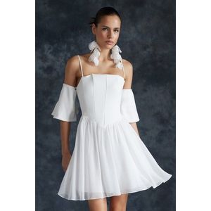 Trendyol Bridal White A-Cut Woven Corset Detailed Wedding/Wedding Elegant Evening Dress obraz