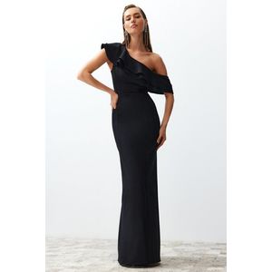 Trendyol Black Flounce Elegant Evening Dress obraz
