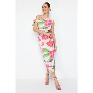 Trendyol Limited Edition Multicolor Floral Printed Knitted Maxi Stretch Pencil Dress obraz