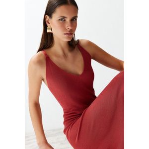 Trendyol Dried Rose Maxi Knitwear Basic Dress obraz