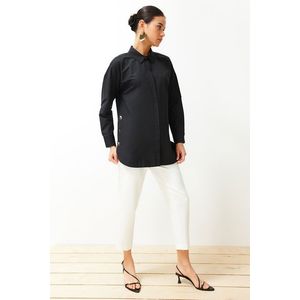 Trendyol Black Button Accessory Detail Cotton Woven Shirt obraz