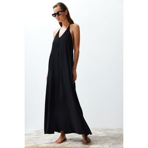 Trendyol Black Maxi Woven Back Low-cut Beach Dress obraz